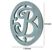 Wooden Oval Wall Monogram with B Letter, Blue - BM218413