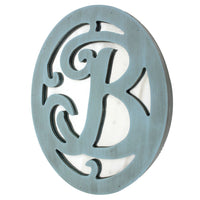 Wooden Oval Wall Monogram with B Letter, Blue - BM218413