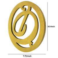 Wooden Oval Frame Wall Monogram with D Letter, Yellow - BM218414
