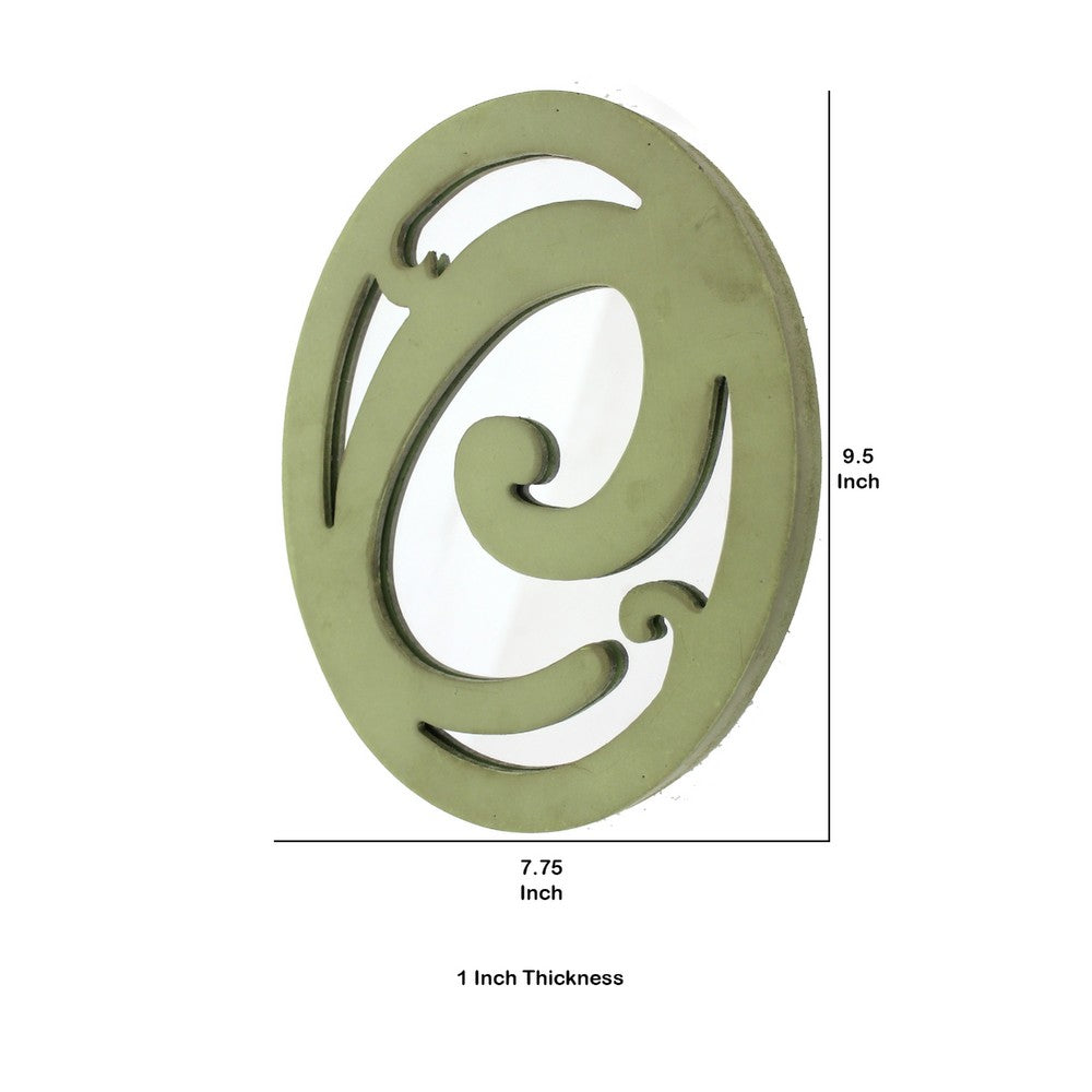 Wooden Oval Frame Wall Monogram with C Letter, Green - BM218415
