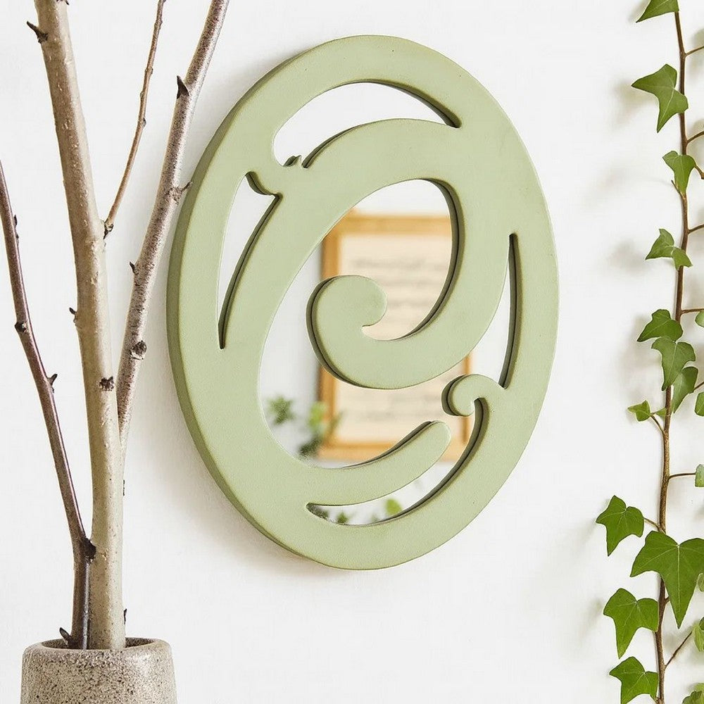 Wooden Oval Frame Wall Monogram with C Letter, Green - BM218415
