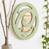 Wooden Oval Frame Wall Monogram with C Letter, Green - BM218415