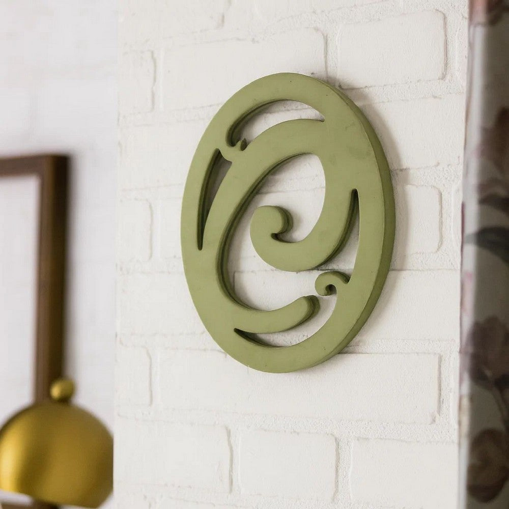 Wooden Oval Frame Wall Monogram with C Letter, Green - BM218415