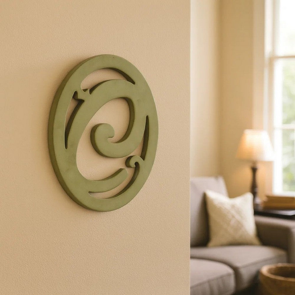 Wooden Oval Frame Wall Monogram with C Letter, Green - BM218415