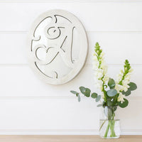 Wooden Oval Frame Wall Monogram with A Letter, White - BM218416