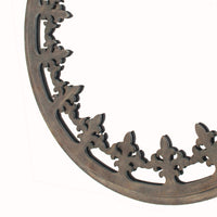 Fleur De Lis Pattern Wooden Framed Wall Mirror, Dark Gray - BM218417