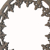 Fleur De Lis Pattern Wooden Framed Wall Mirror, Dark Gray - BM218417