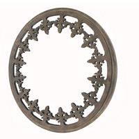 Fleur De Lis Pattern Wooden Framed Wall Mirror, Dark Gray - BM218417