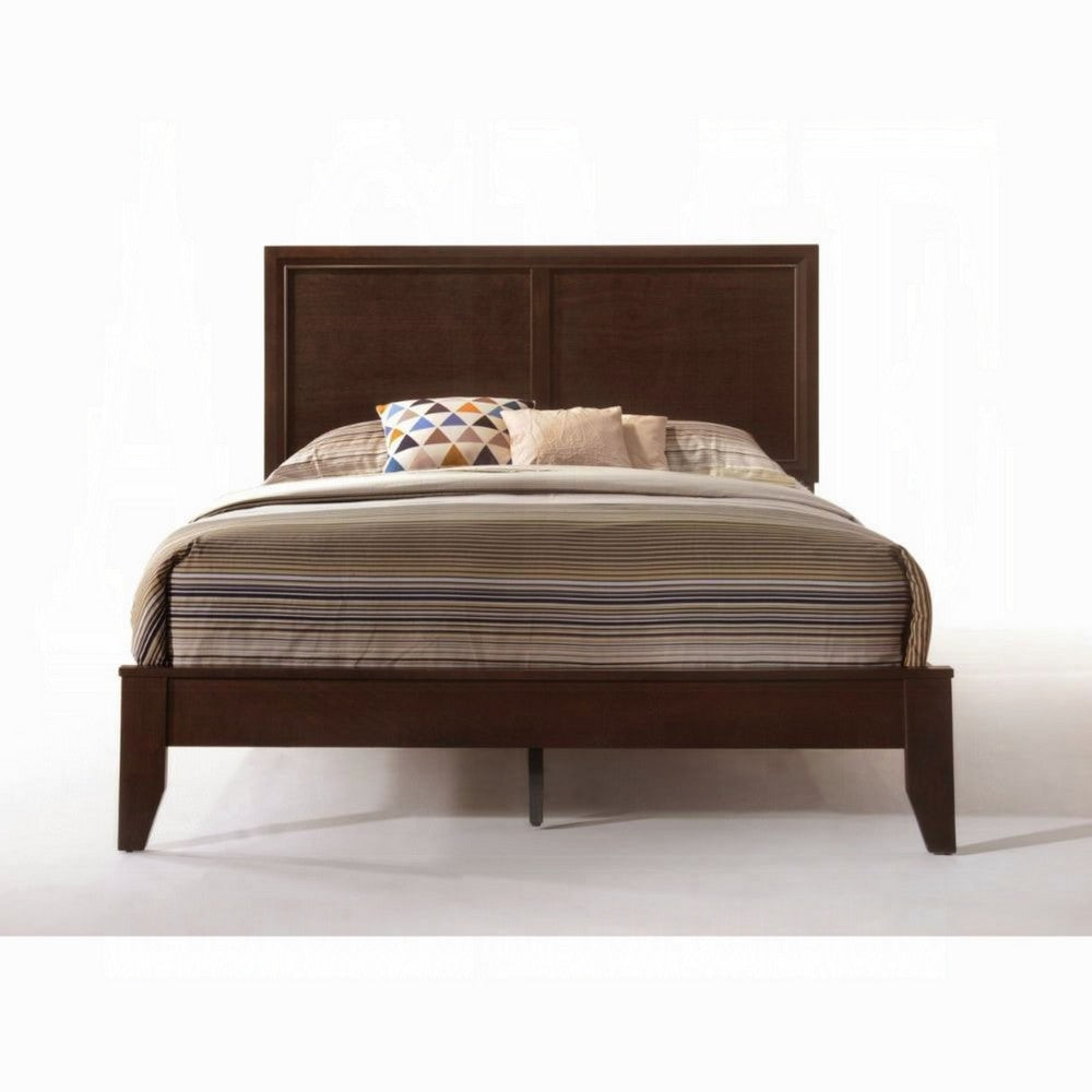 Paneled Eastern King Low Profile Bed with Chamfered Legs, Brown - BM218431