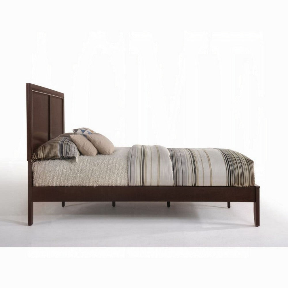 Paneled Eastern King Low Profile Bed with Chamfered Legs, Brown - BM218431