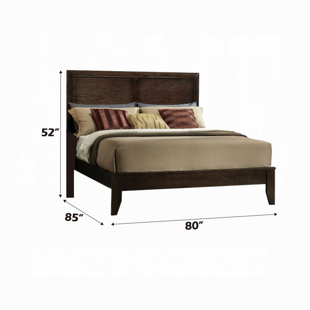Paneled Eastern King Low Profile Bed with Chamfered Legs, Brown - BM218431
