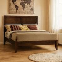 Paneled Eastern King Low Profile Bed with Chamfered Legs, Brown - BM218431