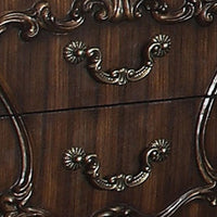Traditional Wooden Nightstand with Antique Handles and Scrolled Legs, Brown - BM218447