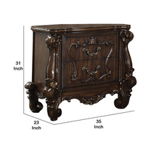 Traditional Wooden Nightstand with Antique Handles and Scrolled Legs, Brown - BM218447