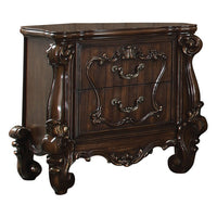 Traditional Wooden Nightstand with Antique Handles and Scrolled Legs, Brown - BM218447