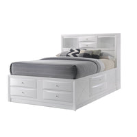 Eight Drawer Full Size Storage Bed with Bookcase Headboard, White - BM218462