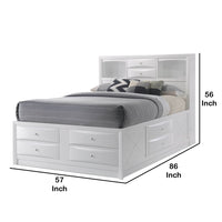 Eight Drawer Full Size Storage Bed with Bookcase Headboard, White - BM218462
