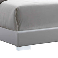 Leatherette Eastern King Bed with LED Panel Headboard and Chrome Legs,White - BM218470