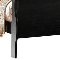 Transitional Panel Design Sleigh Eastern King Size Bed, Black - BM218485