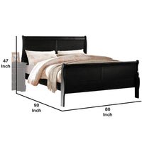 Transitional Panel Design Sleigh Eastern King Size Bed, Black - BM218485