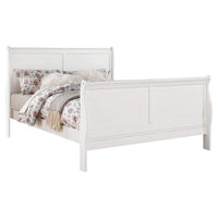 Transitional Panel Design Sleigh Twin Size Bed, White - BM218492
