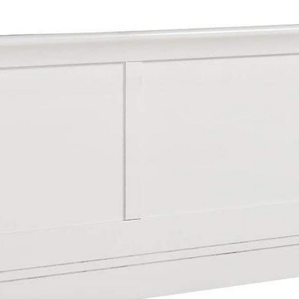 Transitional Panel Design Sleigh Twin Size Bed, White - BM218492