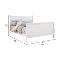Transitional Panel Design Sleigh Twin Size Bed, White - BM218492