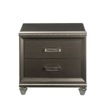 Contemporary 2 Drawer Wooden Nightstand with Mirror Trim Details, Brown - BM218515