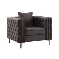 Fabric Upholstered Wooden Sofa Chair with Throw Pillow, Gray - BM218558