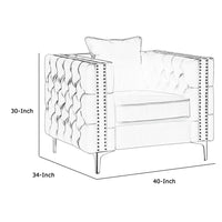 Fabric Upholstered Wooden Sofa Chair with Throw Pillow, Gray - BM218558