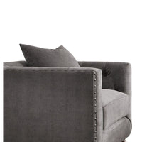 Fabric Upholstered Wooden Sofa Chair with Nail Head Trim, Gray - BM218559