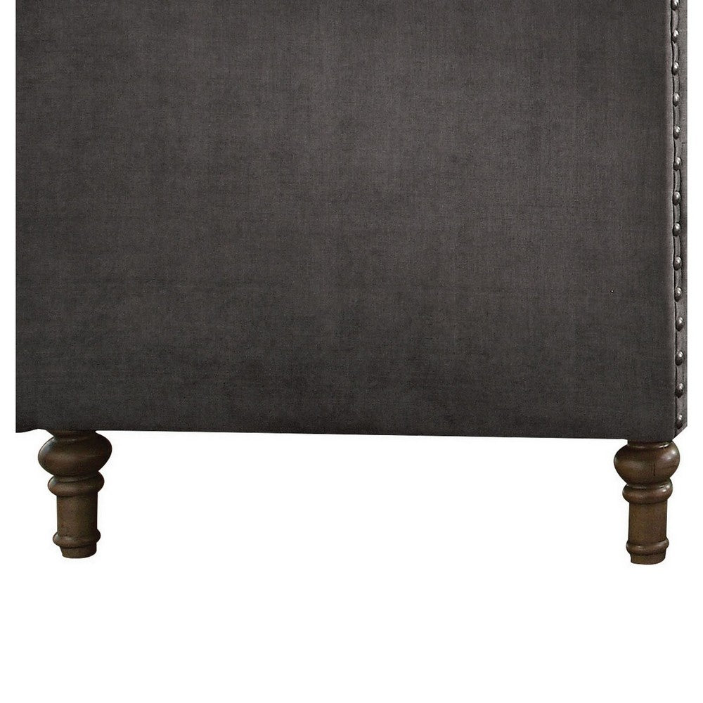 Fabric Upholstered Wooden Sofa Chair with Nail Head Trim, Gray - BM218559