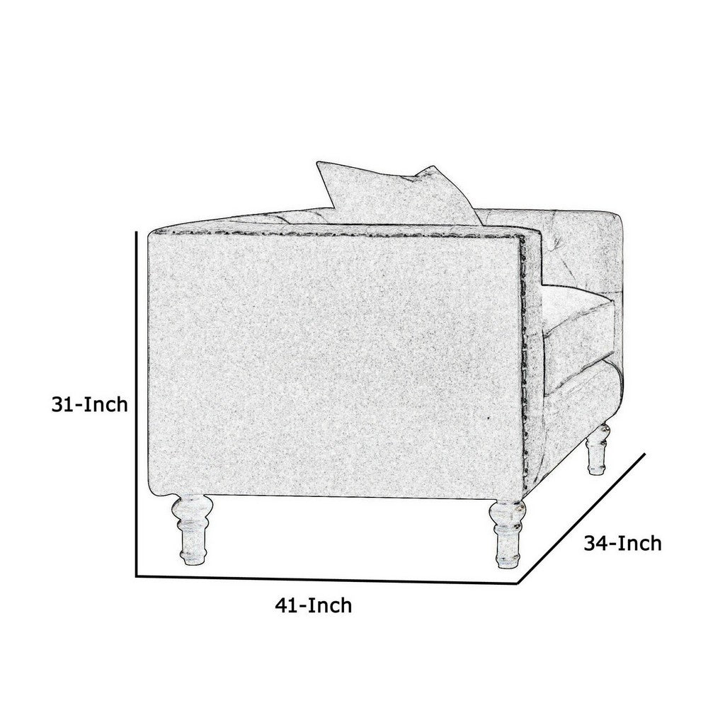 Fabric Upholstered Wooden Sofa Chair with Nail Head Trim, Gray - BM218559