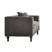 Fabric Upholstered Wooden Sofa Chair with Nail Head Trim, Gray - BM218559