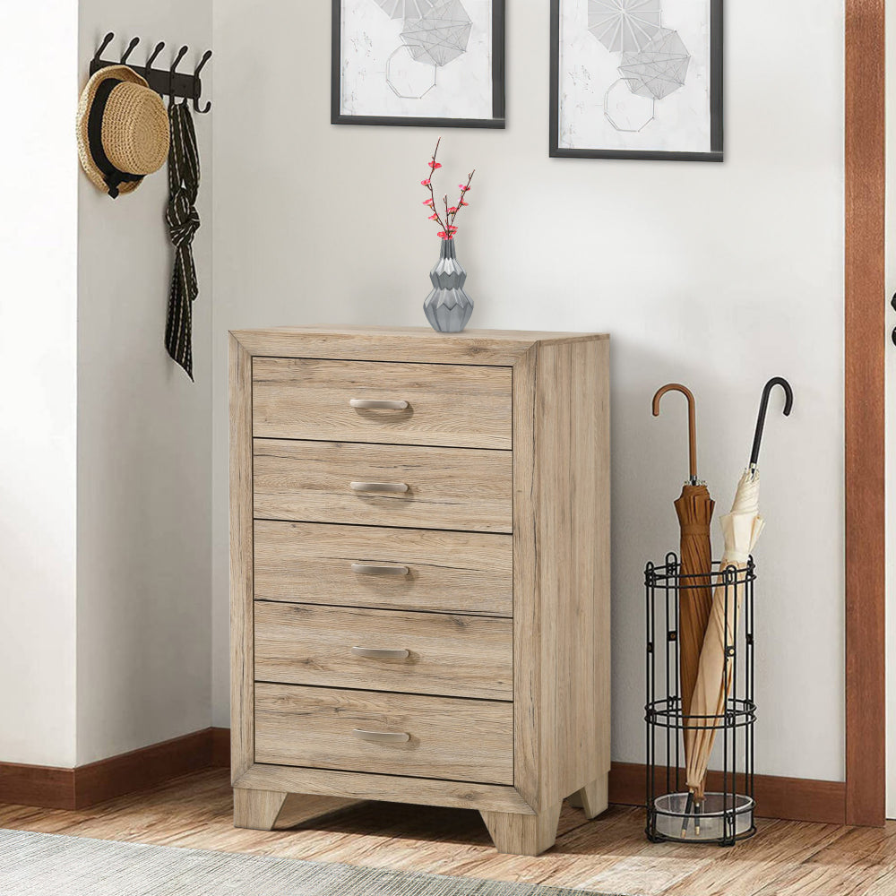 Wooden Chest with 5 Storage Drawers, Brown - BM218579