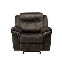 Fabric Upholstered Metal Reclining Club Chair with Center Console, Gray - BM218580