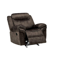 Fabric Upholstered Metal Reclining Club Chair with Center Console, Gray - BM218580