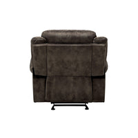 Fabric Upholstered Metal Reclining Club Chair with Center Console, Gray - BM218580