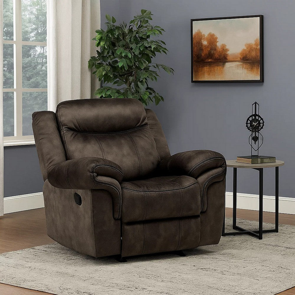 Fabric Upholstered Metal Reclining Club Chair with Center Console, Gray - BM218580