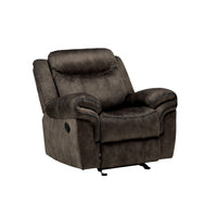 Fabric Upholstered Metal Reclining Club Chair with Center Console, Gray - BM218580