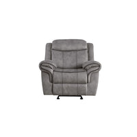 Fabric Upholstered Metal Reclining Club Chair with Center Console, Gray - BM218582