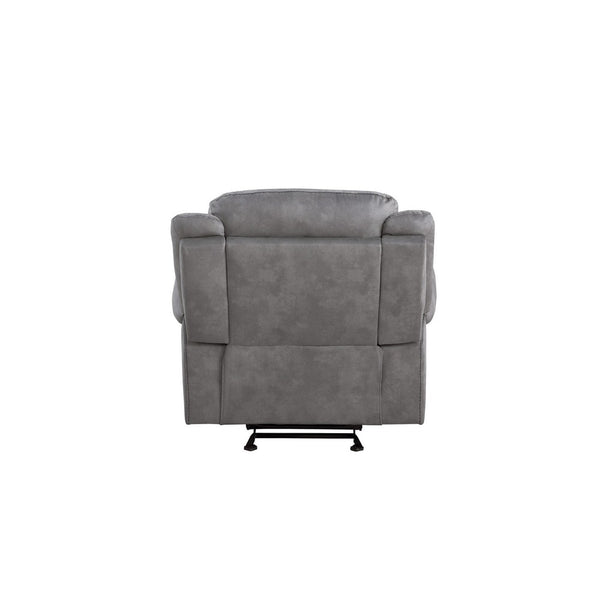 Fabric Upholstered Metal Reclining Club Chair with Center Console, Gray - BM218582