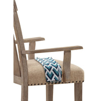 Wood and Fabric Dining Side Armchairs, Set of 2, Nail Head Trim, Beige and Brown - BM218604