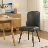 Leatherette Dining Chair with Splayed Wooden Legs, Set of  2, Gray - BM218606