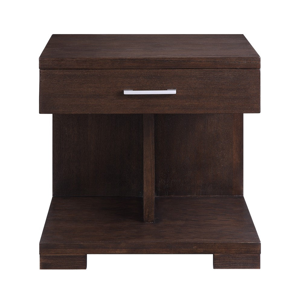 Wooden End Table with 1 Drawer, Brown - BM218616