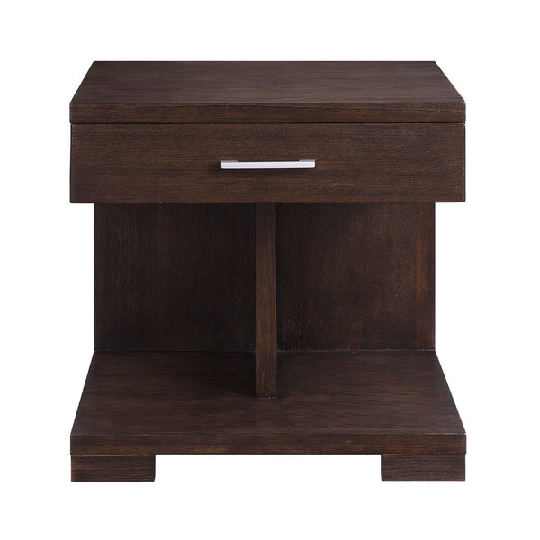 Wooden End Table with 1 Drawer, Brown - BM218616