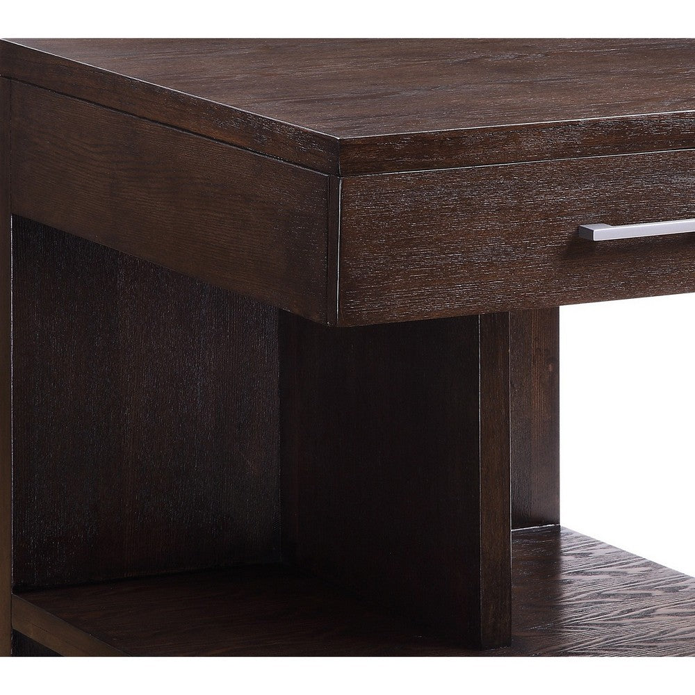 Wooden End Table with 1 Drawer, Brown - BM218616
