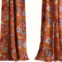 4 Piece Polyester Window Panel Set with Floral Print, Multicolor - BM218718