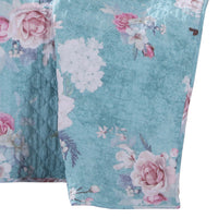 50 x 60 Inch Microfiber Throw Blanket, Floral Print, Blue, Pink, White - BM218731