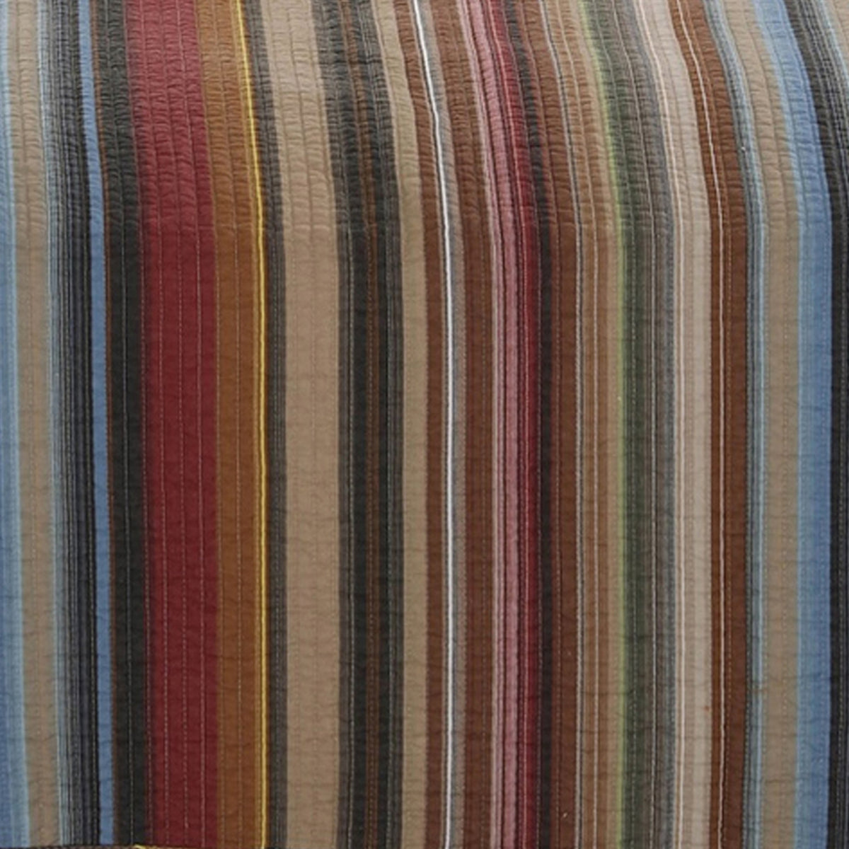 Stripe Pattern Cotton Quilt Set with 2 Pillows and 2 Quilt Shams, Multicolor - BM218761